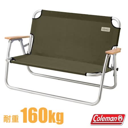 【Coleman】輕量鋁合金摺疊休閒靠背長椅(耐重160kg).野餐椅.露營椅_CM-33807 綠橄欖✿30E010